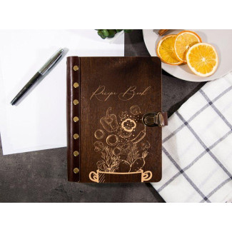 Дерев'яна книга для запису кулінарних рецептів «Recipe Book»