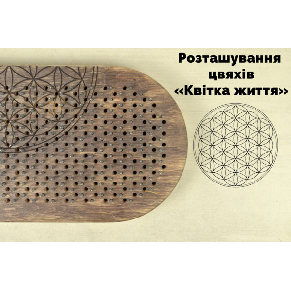Динамічна дошка садху для новачків розташування цвяхів по квітці життя з гравіюванням Куб Метатрона
