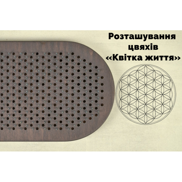 Дошка садху овальна для йоги для початківців з кроком 10 мм розташування цвяхів по квітці життя