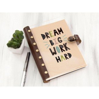 Щоденник-планер «dream BIG work HARD» з можливістю персоналізації, акрилова обкладинка, кольоровий друк, А5