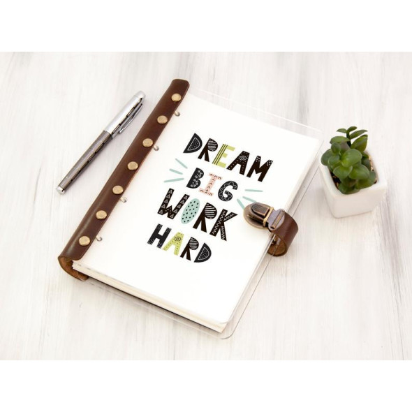 Щоденник-планер «dream BIG work HARD» з можливістю персоналізації, акрилова обкладинка, кольоровий друк, А5