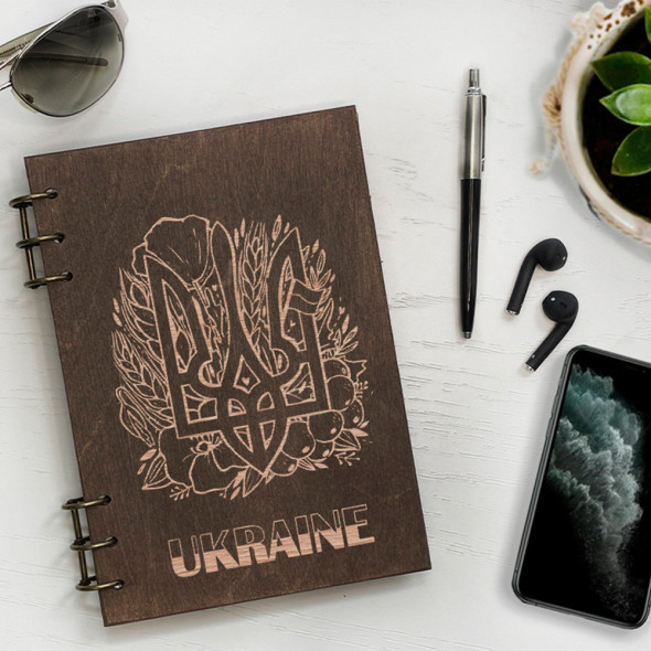 Блокнот із натурального дерева для записів з гравіюванням Emblem А5/А4 на 60 сторінок від 