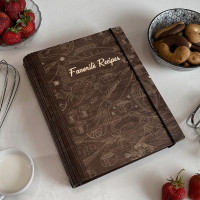 Кулінарна Книга з натурального дерева на 75 аркушів з гравіюванням Favorite recipes 2 від 
