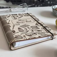 Дерев'яна Кулінарна Книга з дерева на 75 аркушів з гравіюванням Mam`s recipe book від 