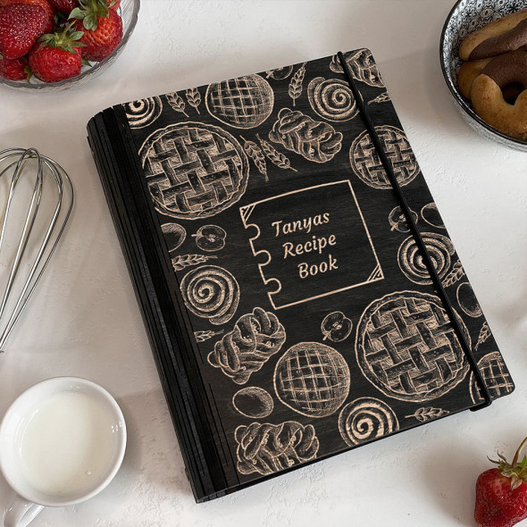 Дерев'яна книга для кулінарії з гравіюванням You recipe book від 