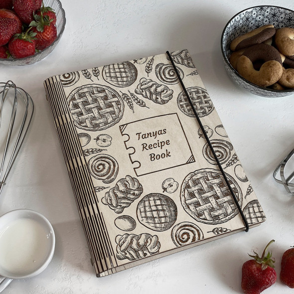 Дерев'яна книга для кулінарії з гравіюванням You recipe book від 