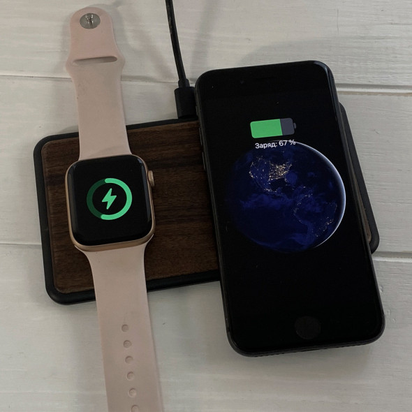 Бездротова зарядка для iPhone Car Fast Charger Black 2 in 1 