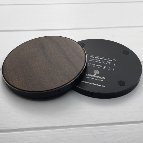 Дерев'яна Бездротова зарядка для телефону Black Fast Charger 