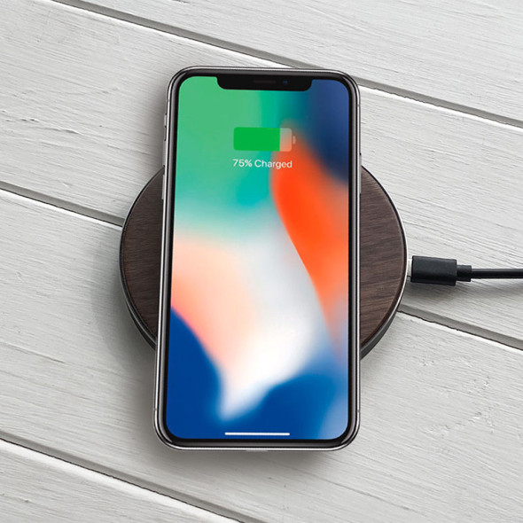 Дерев'яна Бездротова зарядка для телефону Black Fast Charger 
