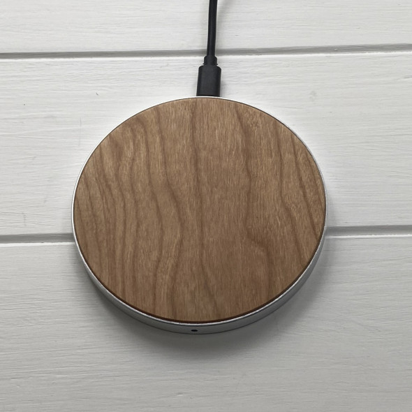 Бездротова зарядка з дерева для телефону Fast Charger White 