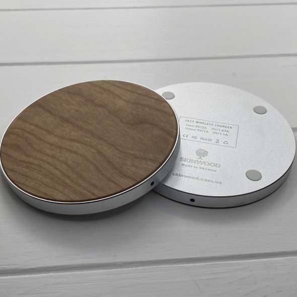 Бездротова зарядка з дерева для телефону Fast Charger White 