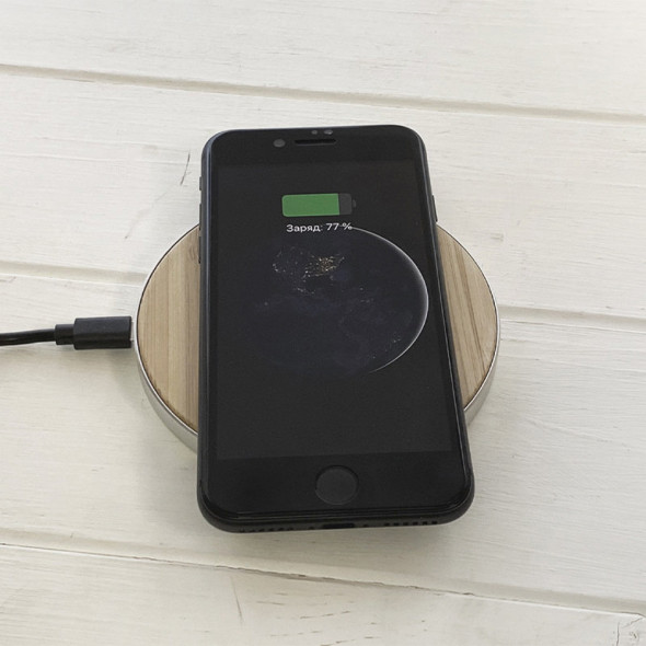 Бездротова зарядка з дерева для телефону Fast Charger White 