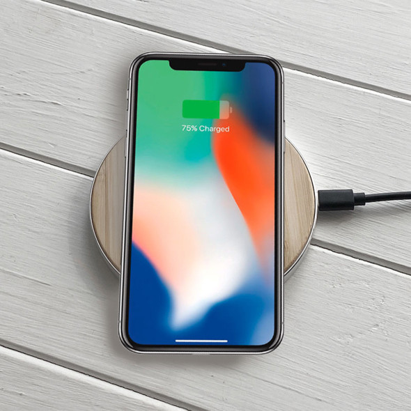 Бездротова зарядка з дерева для телефону Fast Charger White 