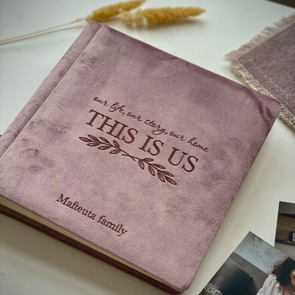 Сімейний фотоальбом з велюру "This is us" Синій 23х23 см RM04-05