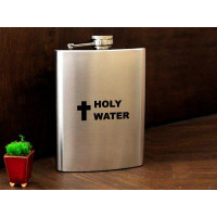 Фляга туристична подарункова з гравіюванням «Holy Water» для коньяку, віскі з нержавійки, 240 мл FL-0009