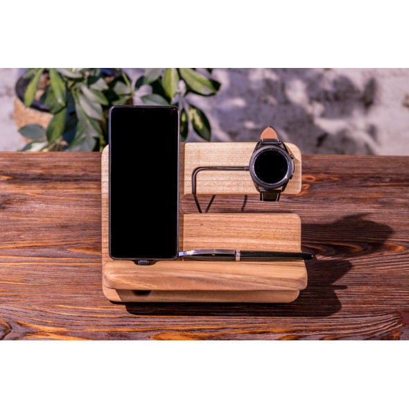 Підставка для гаджетів/телефону та годинника з дерева настільна «Unisex Samsung watch»