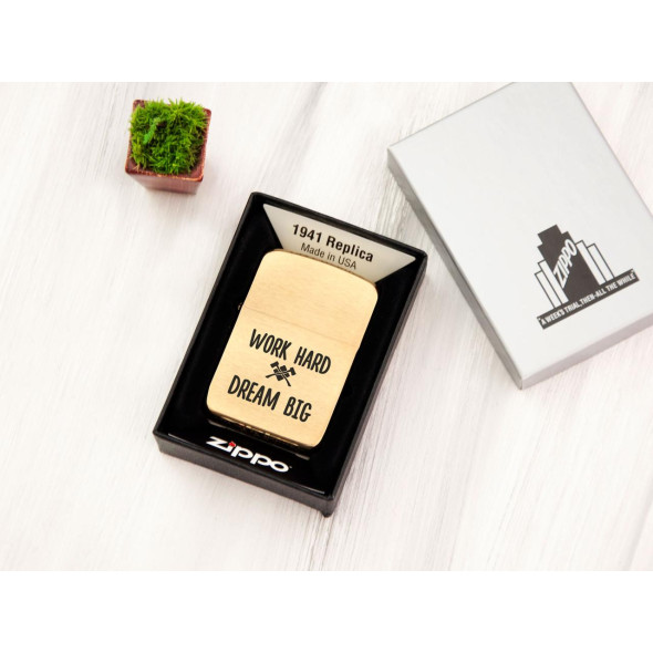 Оригінальна чоловіча запальничка Zippo з гравіюванням у подарунковій дерев'яній коробці