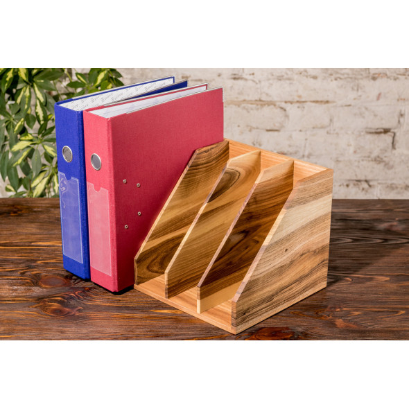 Деревянная подставка для папок и документов 5 секций