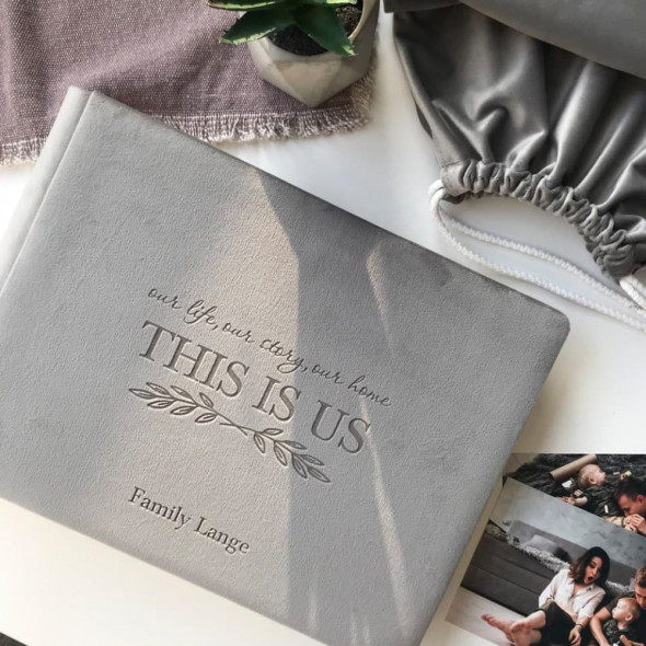 Альбом для вклеювання фото з велюру "This is us" Сірий 31х23 см RM04-14