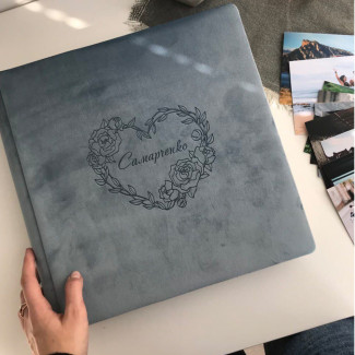 Сімейний фотоальбом "Flower heart" Сірий 33х33 см RM04-22