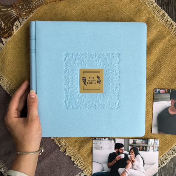 Альбом для фотографій з картонними листами з екошкіри "Family Stories" Блакитний 23х23 см RM05-01