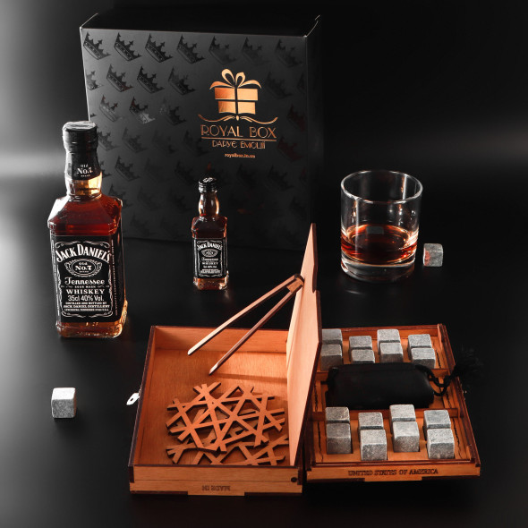 Подарунковий набір каменів для віскі на 16 шт, "Whisky Stones" в дерев'яній коробці  |Коричневий 