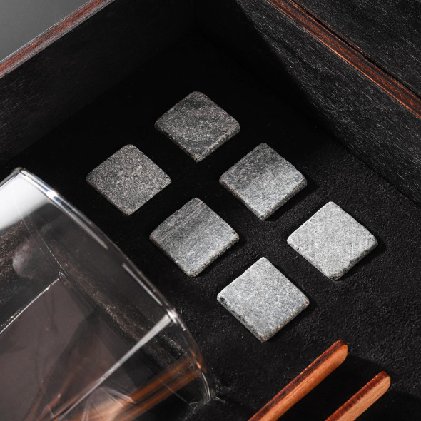 Келихи для віскі в дерев'яній коробці 300 мл Luminarc Sterling з камінням для охолодження напою