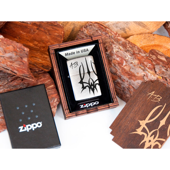 Хромова запальничка Zippo з гравіюванням ініціалів на замовлення