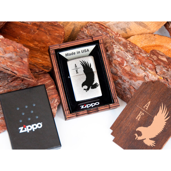 Запальничка хром Zippo з гравіюванням ініціалів на замовлення
