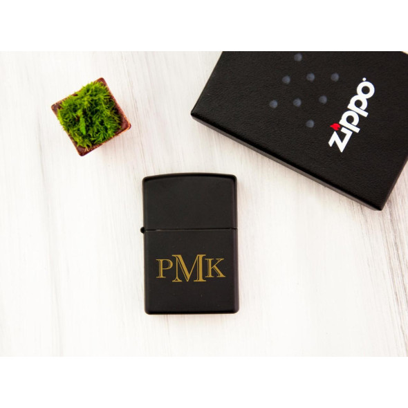 Чорна запальничка Zippo з індивідуальним гравіюванням, подарунок для чоловіка