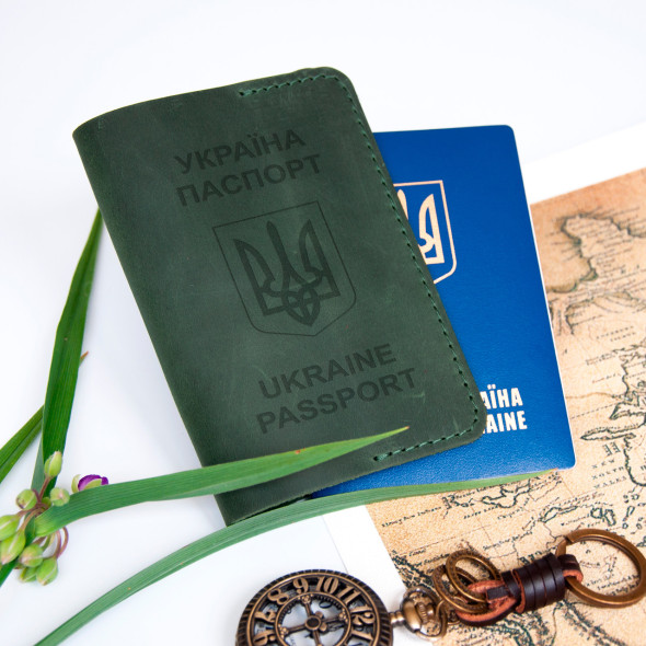 Класична шкіряна обкладинка на паспорт на замовлення, Синій, 10х15,5см