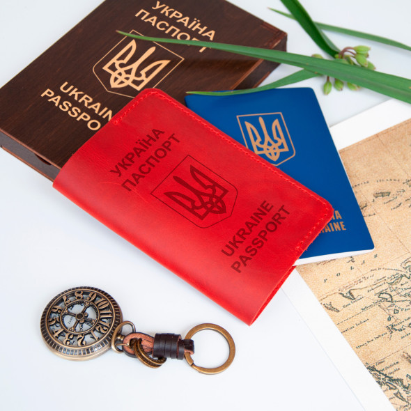 Класична шкіряна обкладинка на паспорт на замовлення, Синій, 10х15,5см