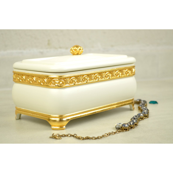 Шкатулка для прикрас з дерева з позолотою з деревини вільхи «Gold & white»