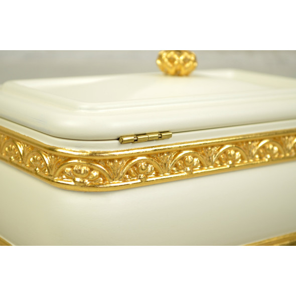 Шкатулка для прикрас з дерева з позолотою з деревини вільхи «Gold & white»