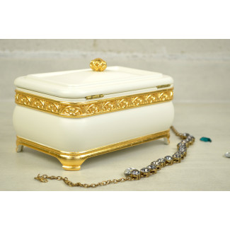 Шкатулка для прикрас з дерева з позолотою з деревини вільхи «Gold & white»