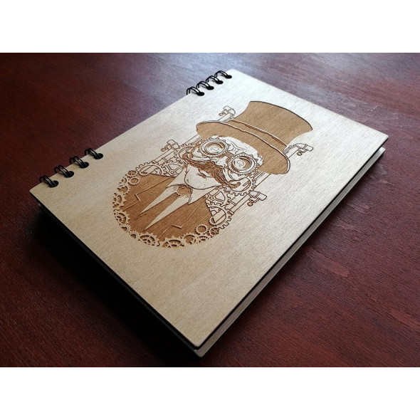 Записник у дерев’яній обкладинці для справжніх мрійників “Steampunk”