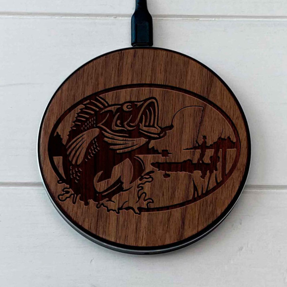 Бездротова зарядка з дерева Fast Charger гравіювання 