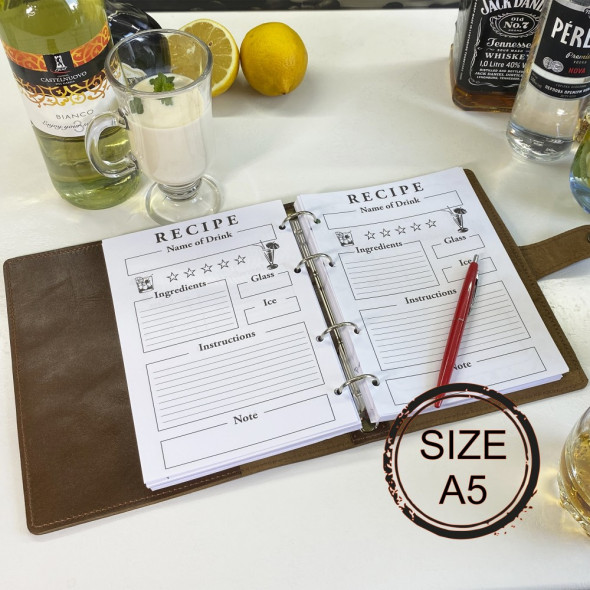 Книга бармена зі шкіри з гравіюванням на подарунок BL-0003