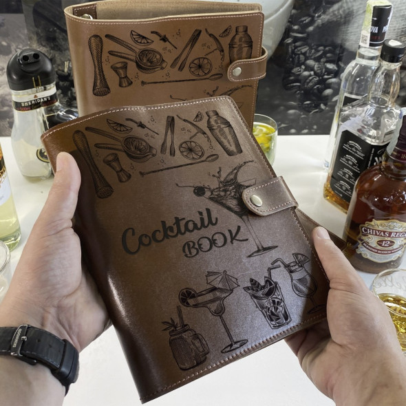 Drink Book зі шкіри з індивідуальним гравіюванням для запису рецептів BL-0004