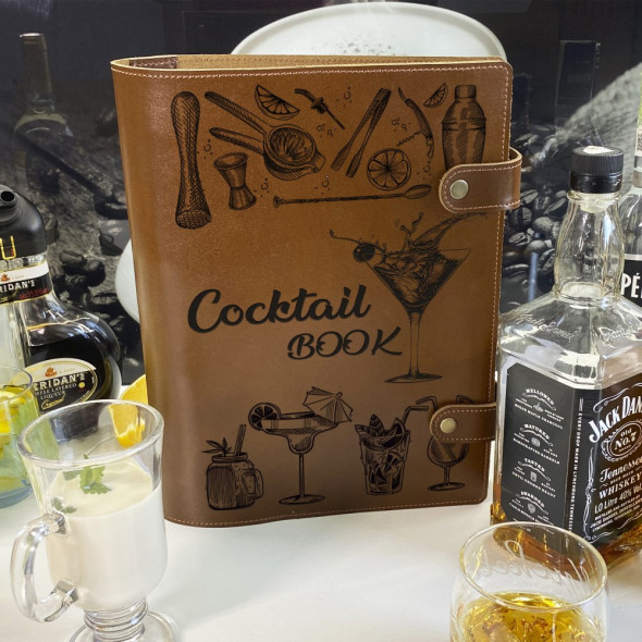 Drink Book зі шкіри з індивідуальним гравіюванням для запису рецептів BL-0004
