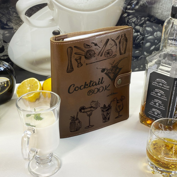 Drink Book зі шкіри з індивідуальним гравіюванням для запису рецептів BL-0004