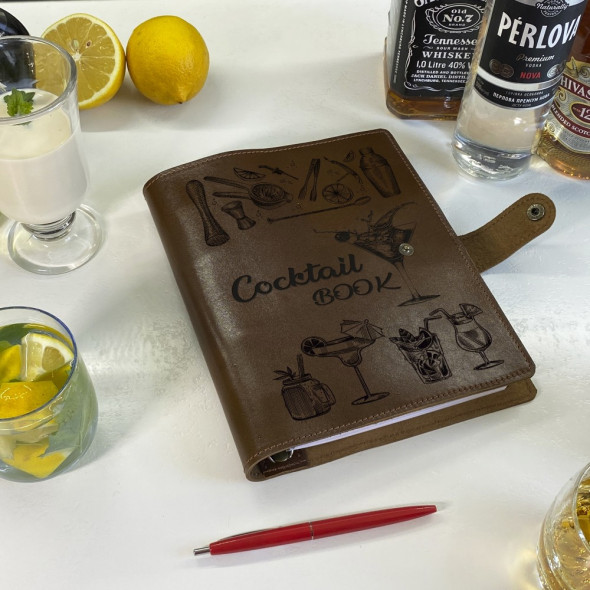 Drink Book зі шкіри з індивідуальним гравіюванням для запису рецептів BL-0004