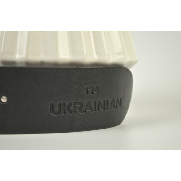 Ремінь чоловічий з натуральної шкіри I`m ukrainian  Чорний + Подарункова коробка 100|110|120 |130|140|150 см