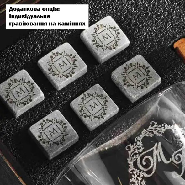 Подарунковий набір каменів для віскі на 9 шт. в дерев'яній коробці "Whisky Stones"