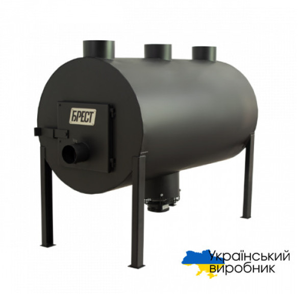 Піч буржуйка Брест 700 Плюс комплект з вентилятором для обігріву великих приміщень