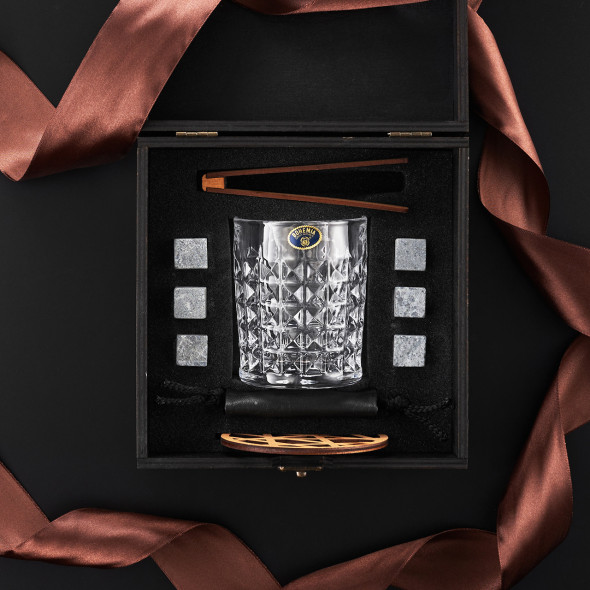 Подарунковий набір для віскі з келихом Bohemia Diamond 280 мл та камінням для охолодження напою