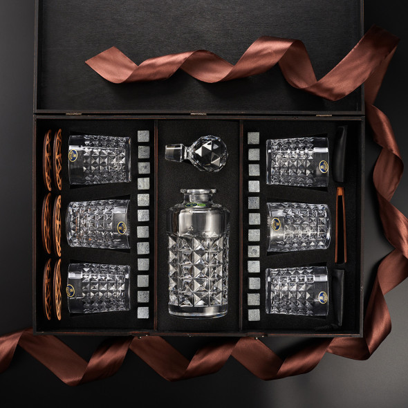 Подарунковий набір келихів для віскі та графіном Bohemia Diamond | Подарунок для боса