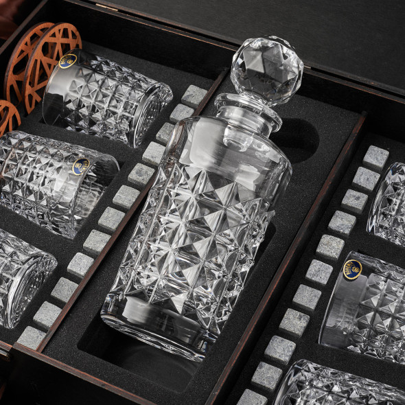 Подарунковий набір келихів для віскі та графіном Bohemia Diamond | Подарунок для боса