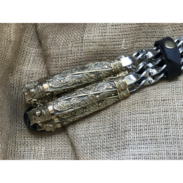 Металеві подарункові шампура з ножем у шкіряному сагайдаку "Звірі"  | 7 предметів