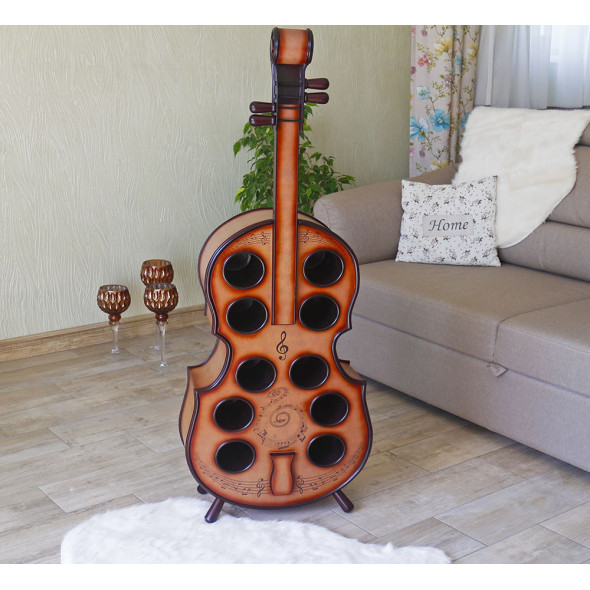 Підставка для 10 шт. пляшок у вигляді скрипки для дому | Розмір 89,5*17*52,5 см